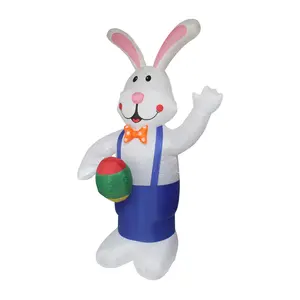 7' Outdoor Inflatable Lighted Standing Easter B unny with Eggs