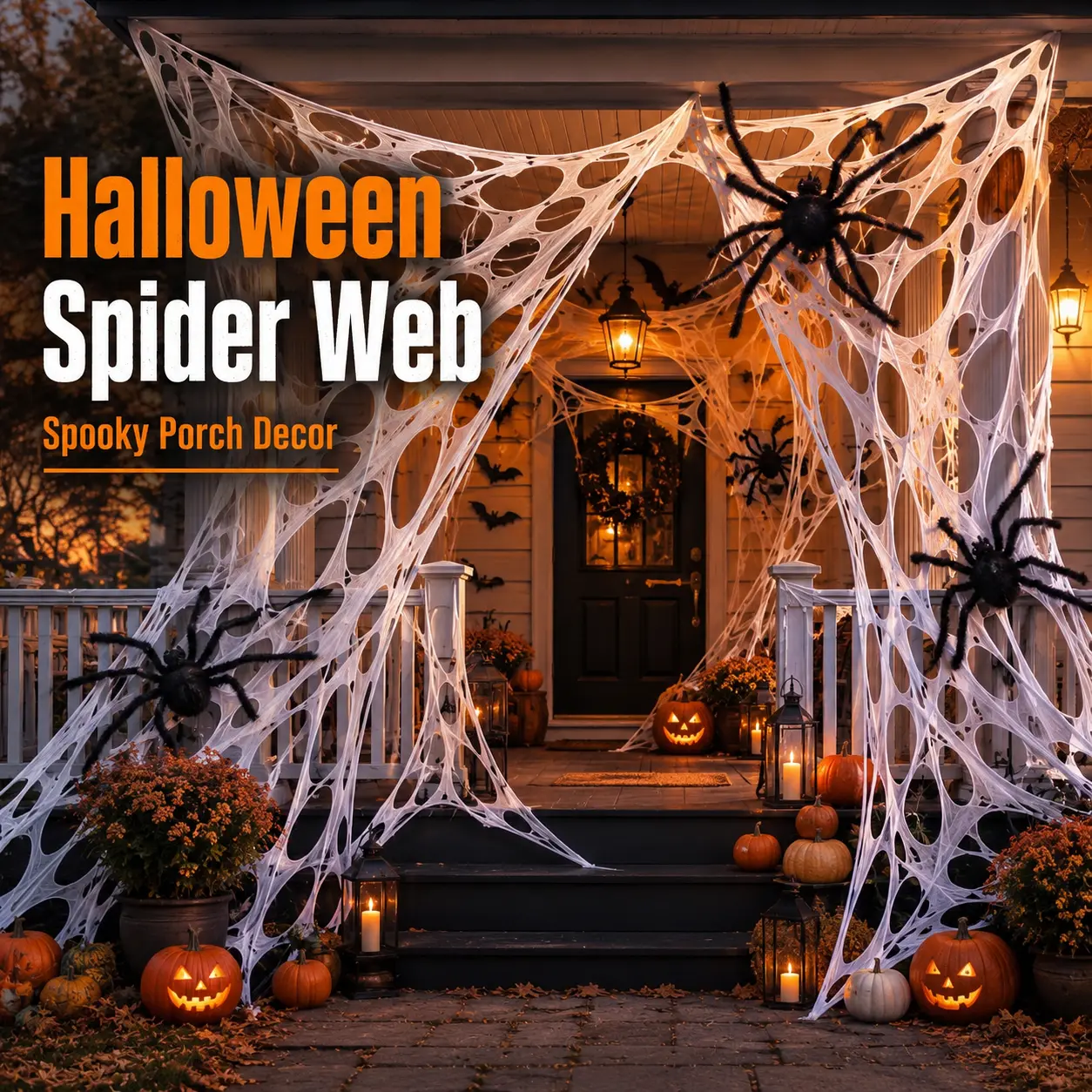 Stretchy Halloween Spider Web Decorations – Giant Cobweb Netting for Haunted House, Outdoor Yard, Party & Spooky Scene Displays