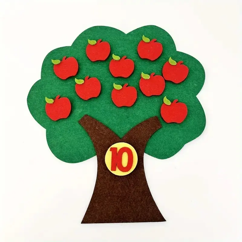 Felt Apple Tree Cognitive Toy for Kids Ages 1-10, Math Learning Material, Math Learning Tools, Math Teaching Aid for Kindergarten Classroom, Educational Teaching Tool