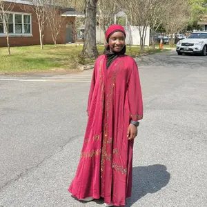 KidRama Soft Butterfly Abaya with Gold Embroidery for Girls Comfortable Elegant Design for Special Occasions Soft Material Gold Embroidery Butterfly Design