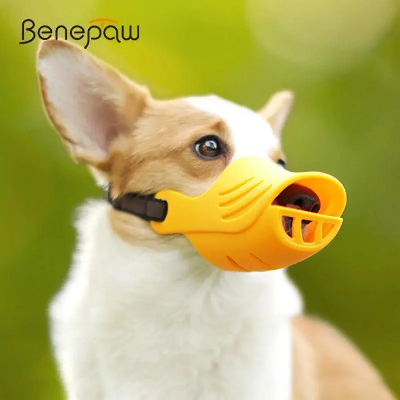 Benepaw Soft Silicone Adjustable Dog & Puppy Muzzle - Breathable Mesh, Lightweight Fit, Multi-Size Pet Mouth Cover to Prevent Barking & Biting, M