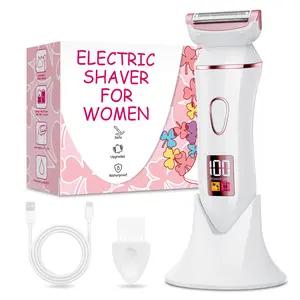 Bikini Trimmer for Women - Cordless Shaver for Trip,Electric Razors for Silk Skin,Replaceable Lady Facial Razor, IPX7 Waterproof&Easy Cleaning,USB Charge Dock(Rose Gold)