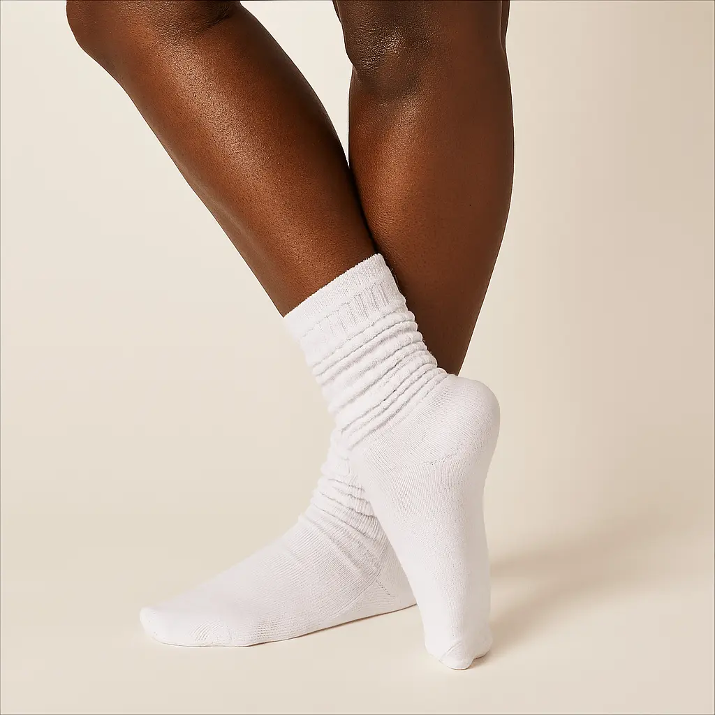 Slouchy Hosiery,  Legging Socks, Long Socks Over Leggings, Ivory Scrunchie Sock, Sport Sock for Her