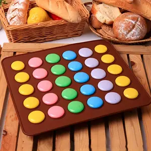 Kitchen Silicone Macaron Pastry Oven Baking Mould Macaroon Sheet Mat 30-Cavity DIY Mold Baking Mat High Temperature Resistance