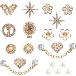 20 Pcs Shoe Charms Chains Accessories for Women Flower Pearl Clog DIY Shoe Decoration Charms Rhinestone Shoes Charms Chains Bling Cute Decor for Party Birthday Favor