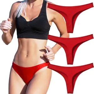 KUKU PANDA Luck Red Cotton Thong Set for Women Workout Underwear Sexy Ropa Interior Tanga para Mujer