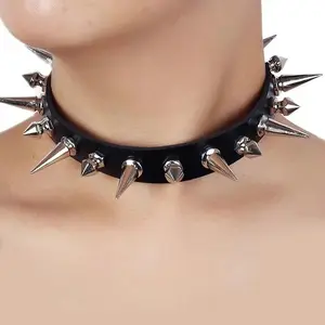 1pc Punk Gothic Necklace Rivet Choker  For Men Women New Year Christmas Party Birthday Valentine's Day Lovers Gifts