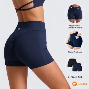 OQQ Women's High-Waisted Yoga Shorts Side Pocket Design Fitness Shorts Running Yoga Gym Shorts Basic Minimalist Bottoms