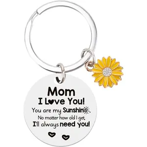 Mom Birthday Gifts Mother's Day Gifts for Mom from Daughter Son Sunflower Keychain Christmas Gift Mother Keyring