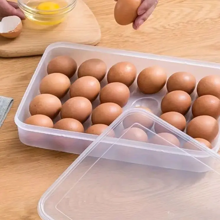 Egg Holder with Lid Large Capacity 24 Eggs Stackable Plastic Storage Box for Kitchen Restaurant Refrigerator Fresh Protection
