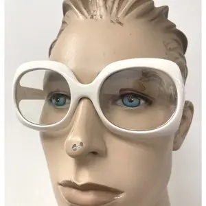 White Rounded Square Glasses - 70's - Disco - Costume Accessory - One Size
