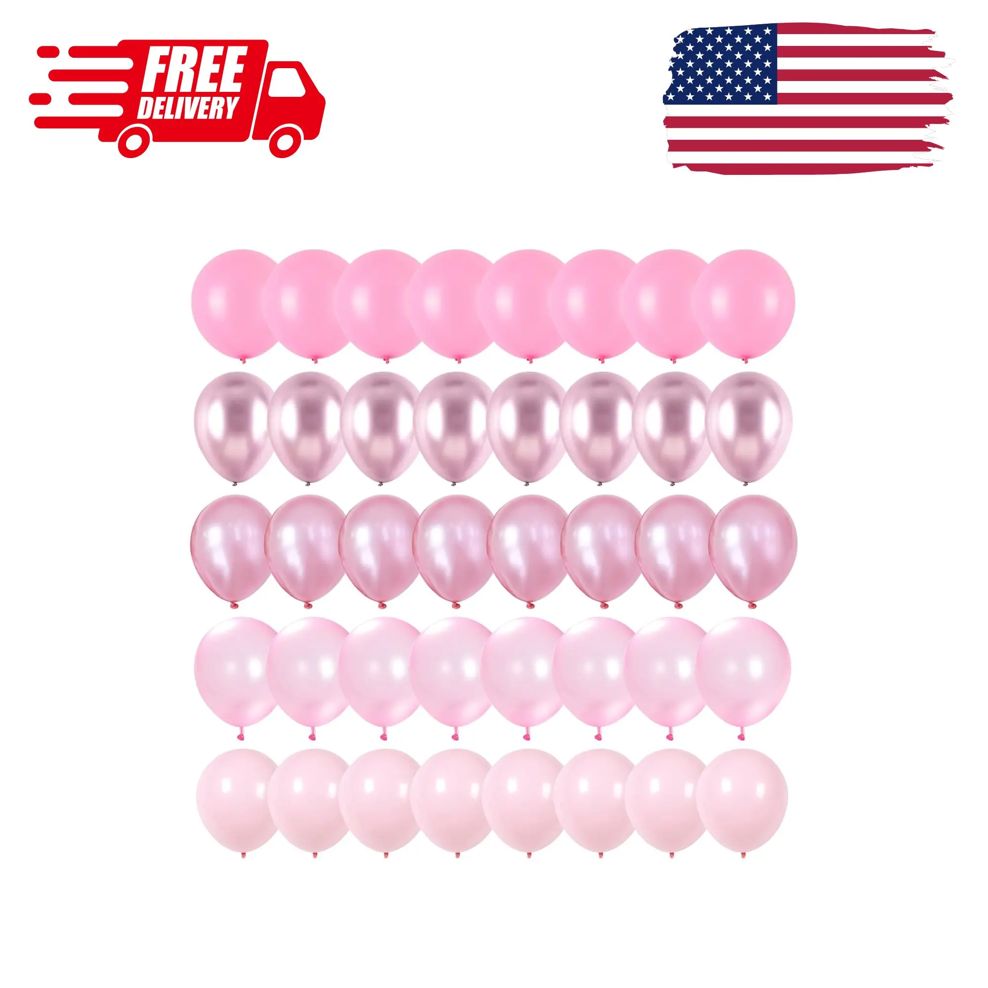 Pink Balloons Set, 60 Packs 12 Inch Metallic Chrome Pink