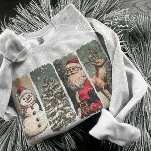 Vintage Christmas Crewneck Sweatshirt Gildan Sublimated Holiday Pullover Retro Santa Sweater Cozy Christmas Gift Sweatshirt