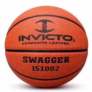 Invicto Sports Swagger IS1002 Kids’ Basketball, Cowhide Leather Construction, Official Size 5 (27.5”), Indoor & Outdoor Use, for Training & Practice