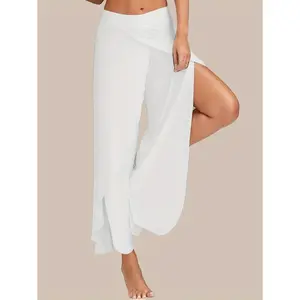 [Sexy, High-Waisted Yoga Pants] Sexy, Stretchy High-Waisted Yoga Pants - Women's Activewear for Fitness & Training with Side Slit