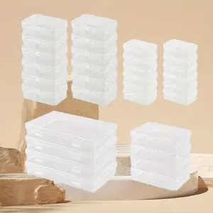 32pcs Small Covered storage box, Stationery Case, Storage Boxes with Hinged Lid, Transparent Empty Boxes, Rectangular Storage Container, 4 Different Sizes Organizer, for Art Supplies, Small Parts, Beads, Accessories, DIY Crafts save Plastic Water Proof
