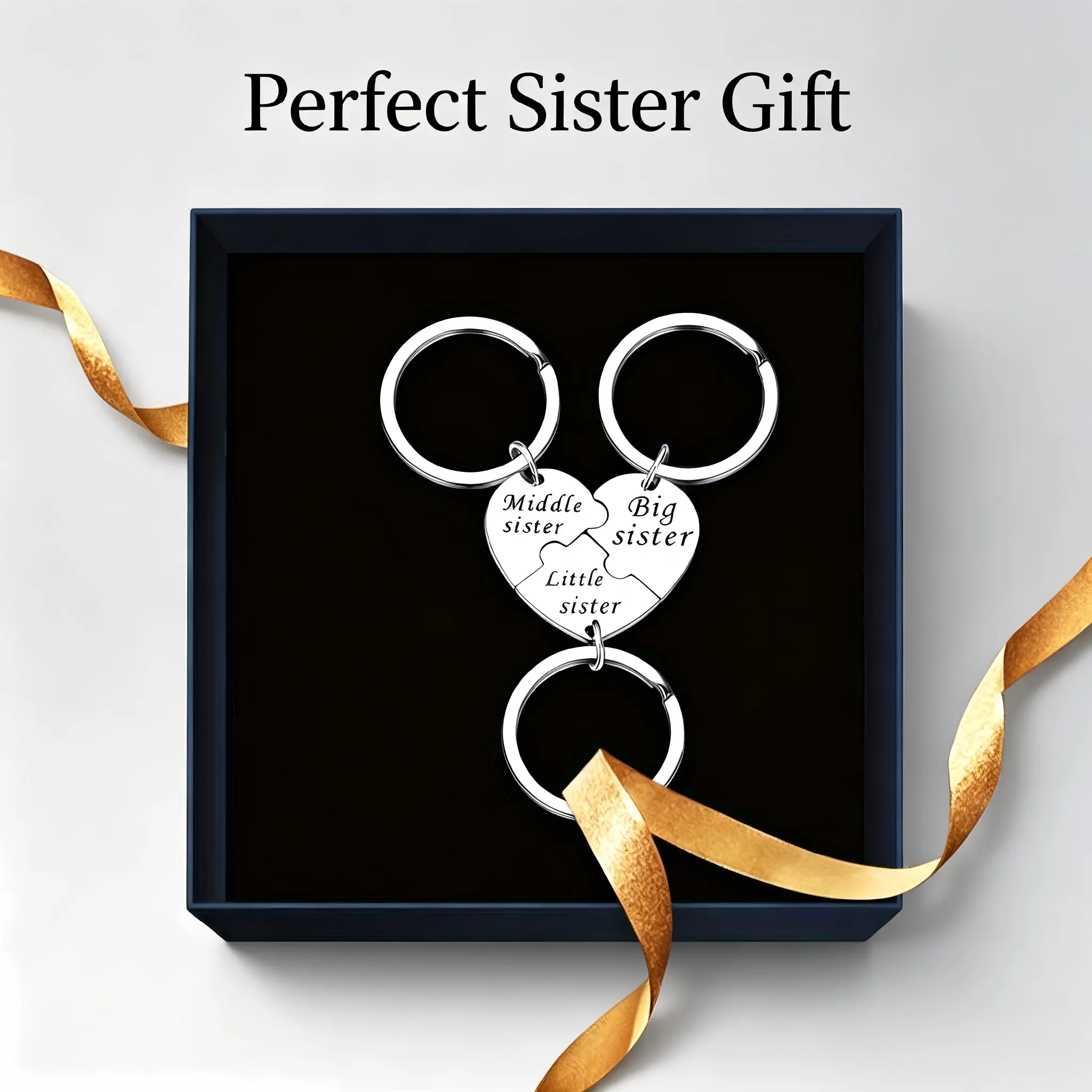 3PCS Sister Keychain Sister Gifts from Sisters Birthday Gifts from Sisters in Law Wedding Big Sisterr Gift for Girls Little Sisterr Matching Keychain Sibling Mothers Day Presents Christmas