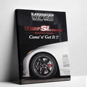 JDM TE37 Wheel Wall Print, Iconic Automotive Home Decor Poster for Car Enthusiasts