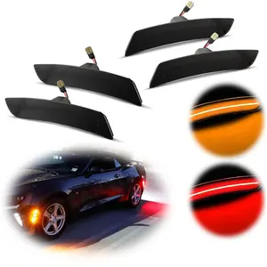 4PCS LED Bumper Side Marker Lights Lamps Front + Rear For Chevrolet Camaro 2016 2017 2018 2019 2020 2021 2022 2023 Replace OEM Number#: 23169181, 23169182, 23126885, 23126884