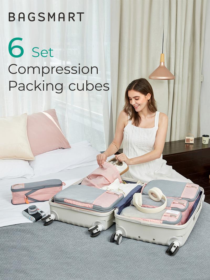 BAGSMART Compression Packing Cubes for Suitcases - 6 Set Travel Organizer Polyester Cubes for Luggage Organization TikTokShopHolidayHaul BAGSMART Compression Packing Cubes for Suitcases - 6 Set Travel Organizer Polyester Cubes for Luggage Organization TikTokShopHolidayHaul