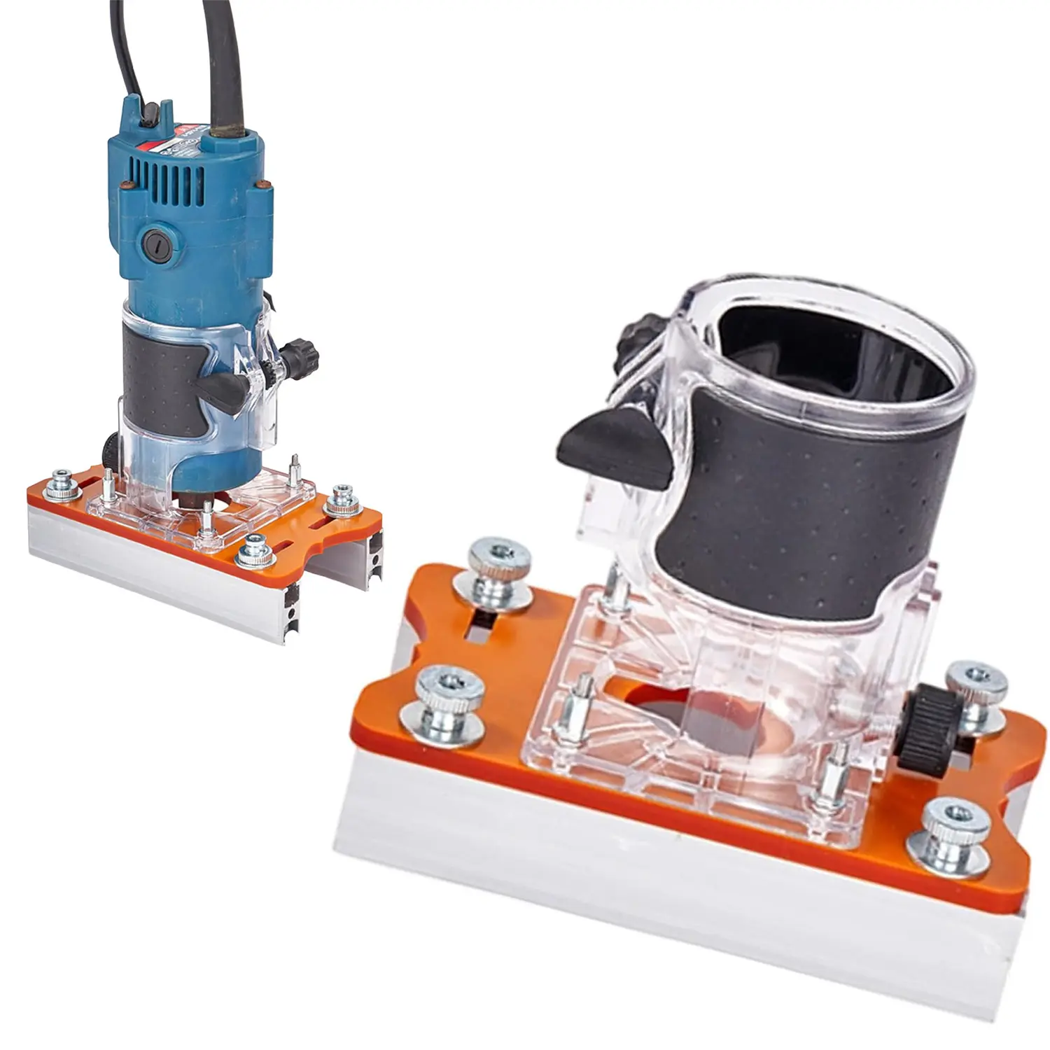 2-in-1 Invisible Fastener Slotting Bracket - Woodworking Router Base - Wood Trimmer Router Tool, Slotted Base & Fastening Bracket for 65mm Fixed Trimming Machine, Mortising Jig