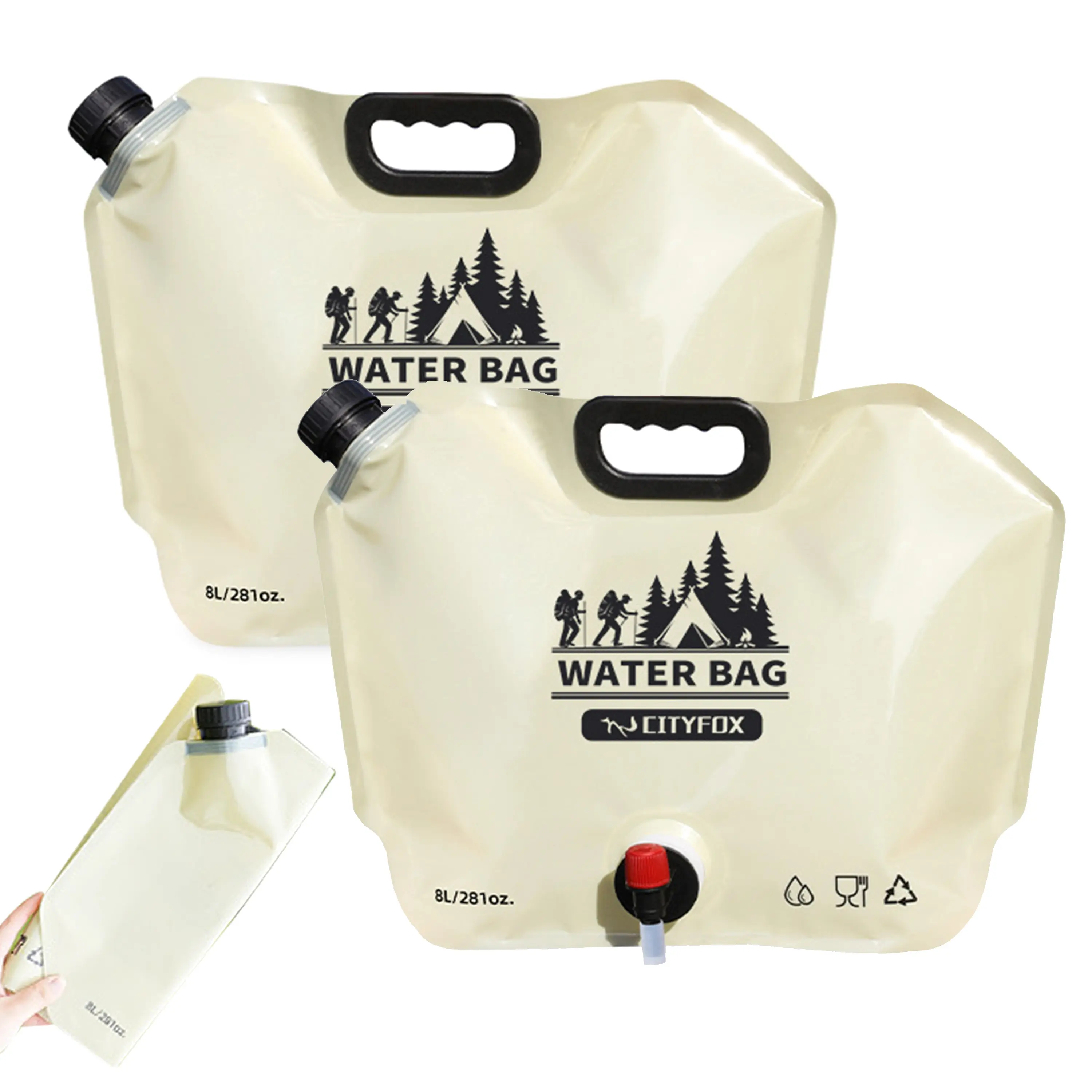 TGPao Collapsible Water jug | 2-Pack Emergency Drinking Pouch | BPA-Free Portable Gallon Container | Foldable Water Storage for Camping/Hiking/Biking