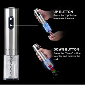 "Stainless Steel Electric Wine Opener with Foil Cutter"