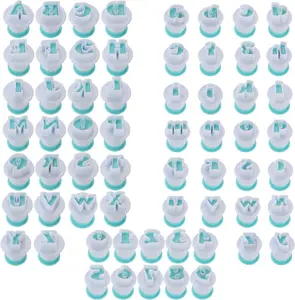 62 Pieces Fondant Alphabet Letter & Number Cutters Set, Uppercase Lowercase Shape Cake Biscuit Decorating Mold Tools, Cookie Stamp Impress Embosser Plunger for DIY Sugar Cookies