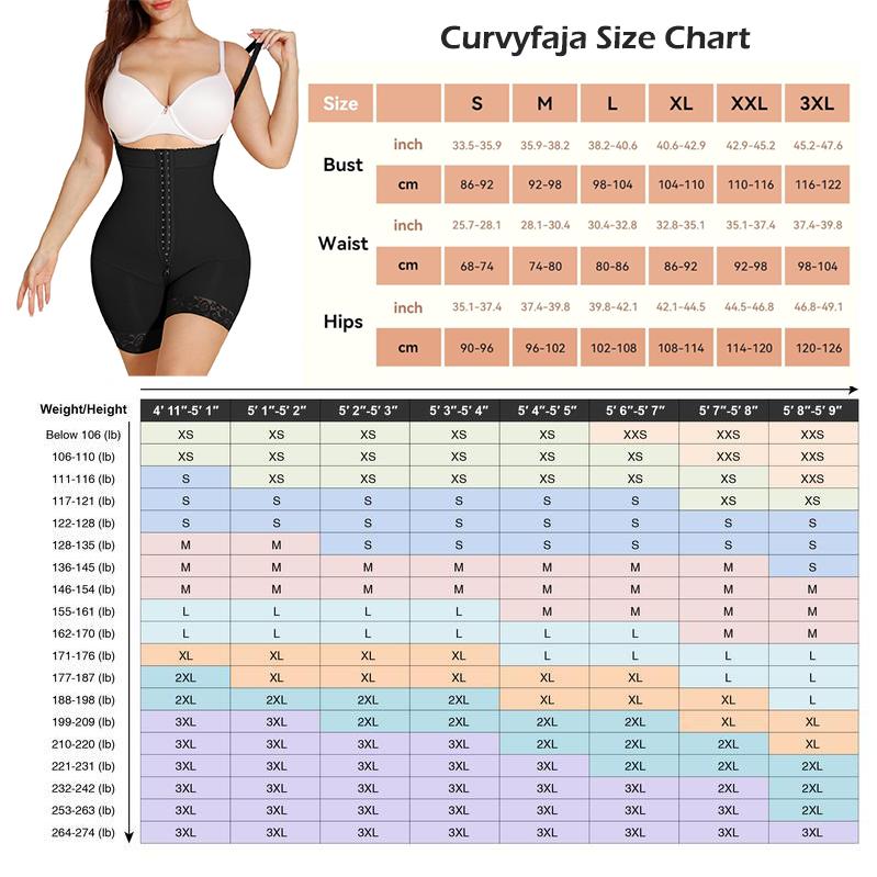 Curvyfaja Shapewear for Women Tummy Control Body Shaper Butt Lifter Faja Plus Size with Zipper Crotch