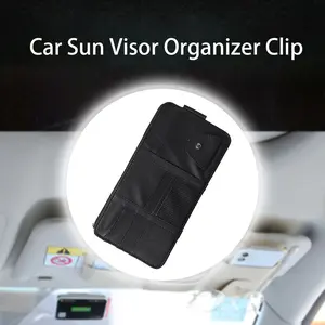 Car Sun Visor Storage Bag, Multi-Pocket Zipper Design Eyeglass Case, Stores Glasses, Documents, Cards, Pens, Driver's License, Fits All Cars