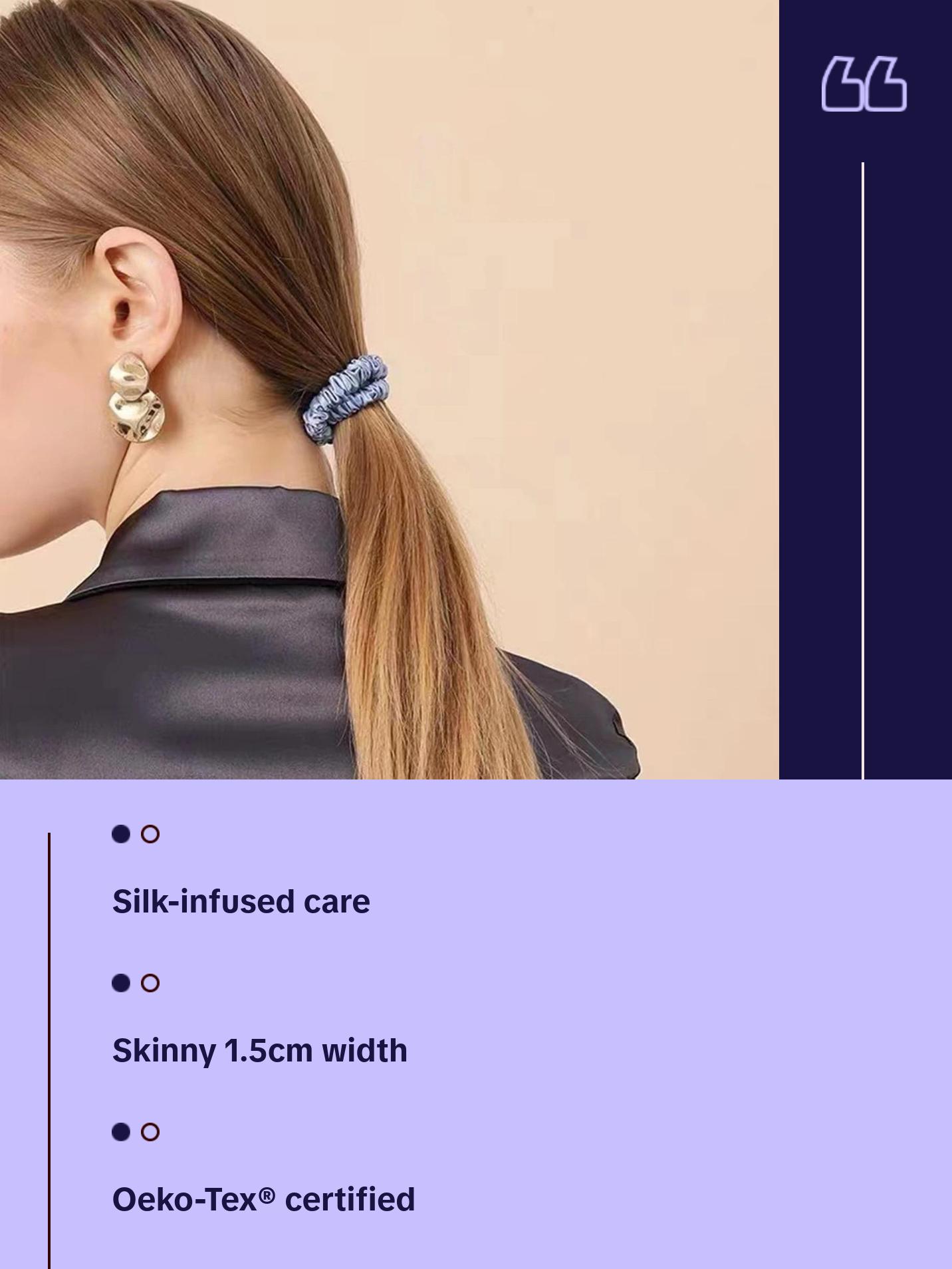 100% Pure Silk Hair Scrunchie- Skinny 1.5CM