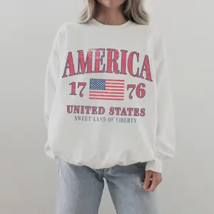 [Sale off up to 50%] Retro America 4th Of July Sweatshirt, Preppy Fourth of July Crewneck Trendy Oversized USA Shirt, Aesthetic Patriotic Summer Sweatshirt, streetwear graphic tee