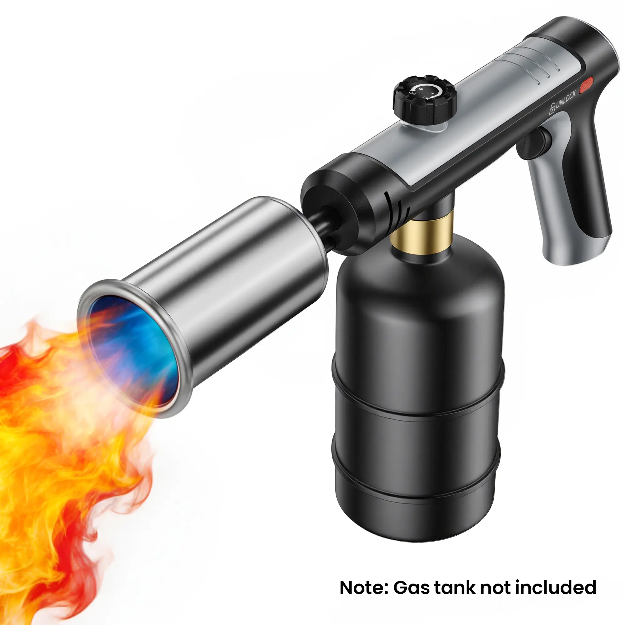 SUNCOZE Propane Torch (Tank Not Included) with One-Touch Max Fire and Safety Lock, Kitchen Torch for searing Steak, Adjustable Flame Gas Torch, Campfire, Craft Ideas, BBQ, Weed Killer