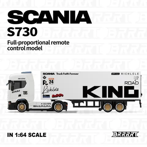 BRRRRT 1:64 SCANIA RC Tow Truck Toy, Remote Control Car Carrier, 7-Channel Full Proportion Steering & Throttle with High-Sensitivity Gyroscope, Drift Truck with 2-Car Capacity, RC Toys for Kids & Adults