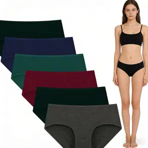 Women's Cotton Hipster Underwear 6-Pack - Regular & Plus Size, Soft Breathable Seamless Stretch Panties, Multi-Color Pack (Black, Navy, Teal, Burgundy, Charcoal), Comfortable for Daily Wear & All-Day Coverage