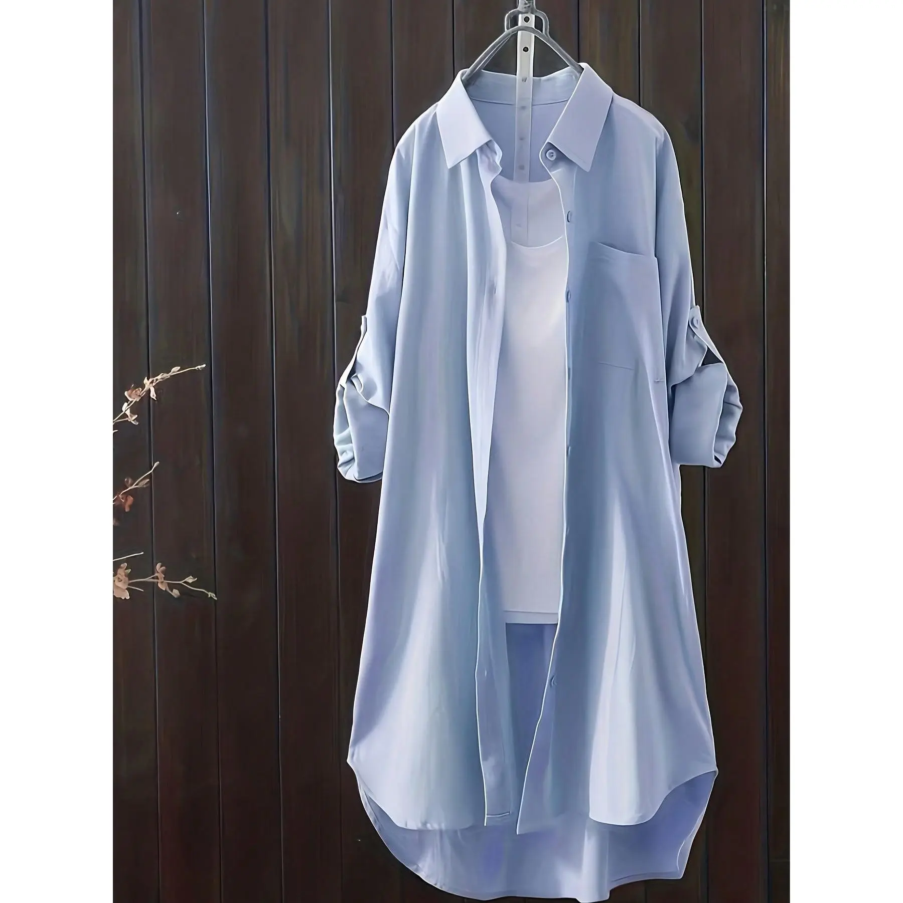 Casual Loose Oversized Shirt Linen Solid Long Shirts Korean Fashion Midi Blouses Women's Clothing Plus Size Tops
