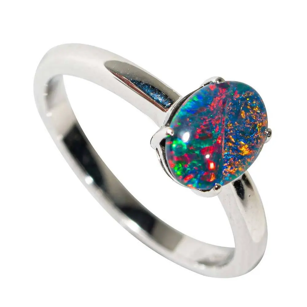 GLISTENING MILKY WAY STERLING SILVER AUSTRALIAN OPAL RING