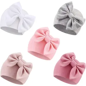 Girl Hats with Bow Cotton   Beanie Cap   Hats for  Girl  0-24 Months