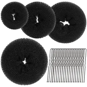 Hair Donut, Hair Bun Maker, Black（Extra-large, Large, Medium and Small）