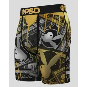 PSD Mens Playboy - Money Boxer Brief - Standard Length 7 Inch Inseam, Soft and Breathable Poly Blend Fabric