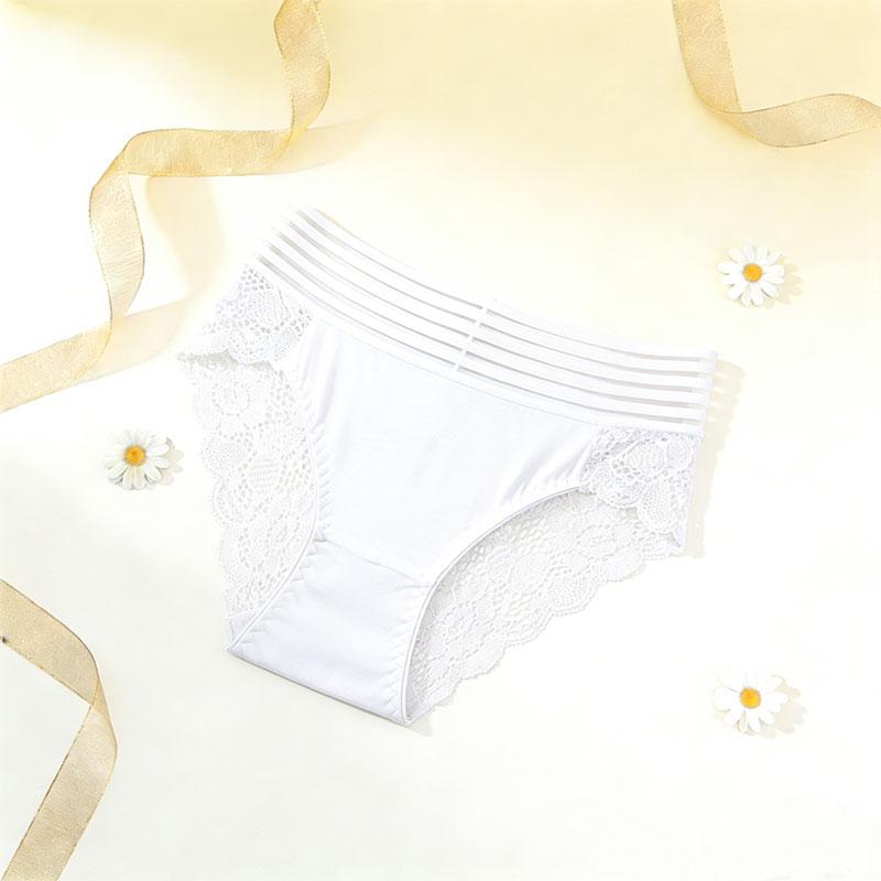 6PCS Solid Color Striped Belt Sexy Cutout Lace Women’s Panties Skin-Friendly Butt-Lifting Breathable Triangle Briefs for Everyday Wear and Dates
