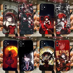 Date a live Tokisaki Kurumi Phone Case For iPhone 15,14,13,12,11,Plus,Pro Max,XS,X,XR,SE,Mini,8,7 Soft Silicone Black Cover