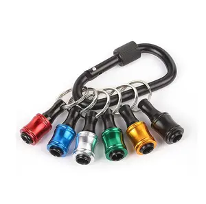 6 Pcs 1/4 Bit Holder Keychain, 1/4 inch Hex Shank Bit Holder, Quick Release Bit Holder For Nut Driver, Screwdriver & Drill Bits with/Keychain Carabiner