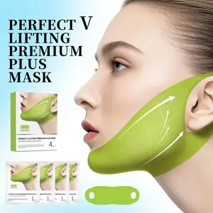 Cactus V-Shape Lifting Mask Set, 4 Pcs Per Box, Chin Lift Mask, Dual Chin Band, Peptide & Collagen Rich, Hydrating Brightening Gel Patches, Hydrating Tightening Mask