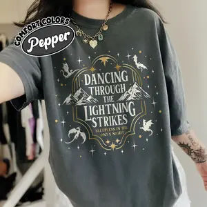 Onyx Storm x Dancing Through The Lightning Strikes Shirt, Fourth Wing Dragon Book Girl Shirt, Dragon Lover Gift