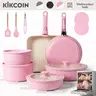 Kikcoin [SGS Certified]Ceramic Pro Non-Stick Dishwosher-Safe Healthy Non-Toxic PFOA-Free Cooking Set,22PCS pots and pans set,Stackable,Less Oil, RV Ready Cookware,with Lids,Detachable Handle, Dutch Oven, Milk Pan, Oven Safe,Easy Care,Food-Grade,Gift