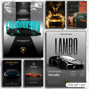 L-Lamborghini cool car Painting Calligraphy Premium Textured Canvas Wall Art Poster – High-Quality Fabric Print with Rich Color & Matte Finish, Modern Aesthetic Decor for Living Room, Bedroom, Office & Creative Interior