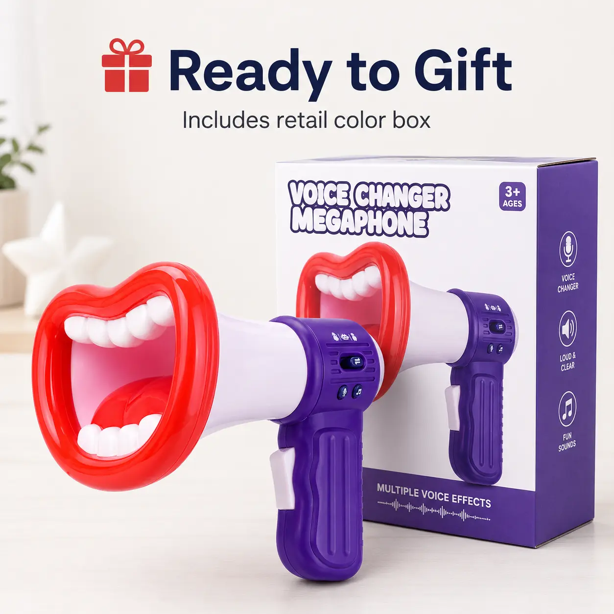 Funny Voice Changer Toy, Handheld Voice Amplifier with Recording Function and Sound Effects, Portable Microphone Toy for Party Games