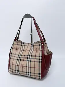 Pre-owned BURBERRY Canvas Tote Bags House Check & Leather Shoulder Tote Bag SH292BR