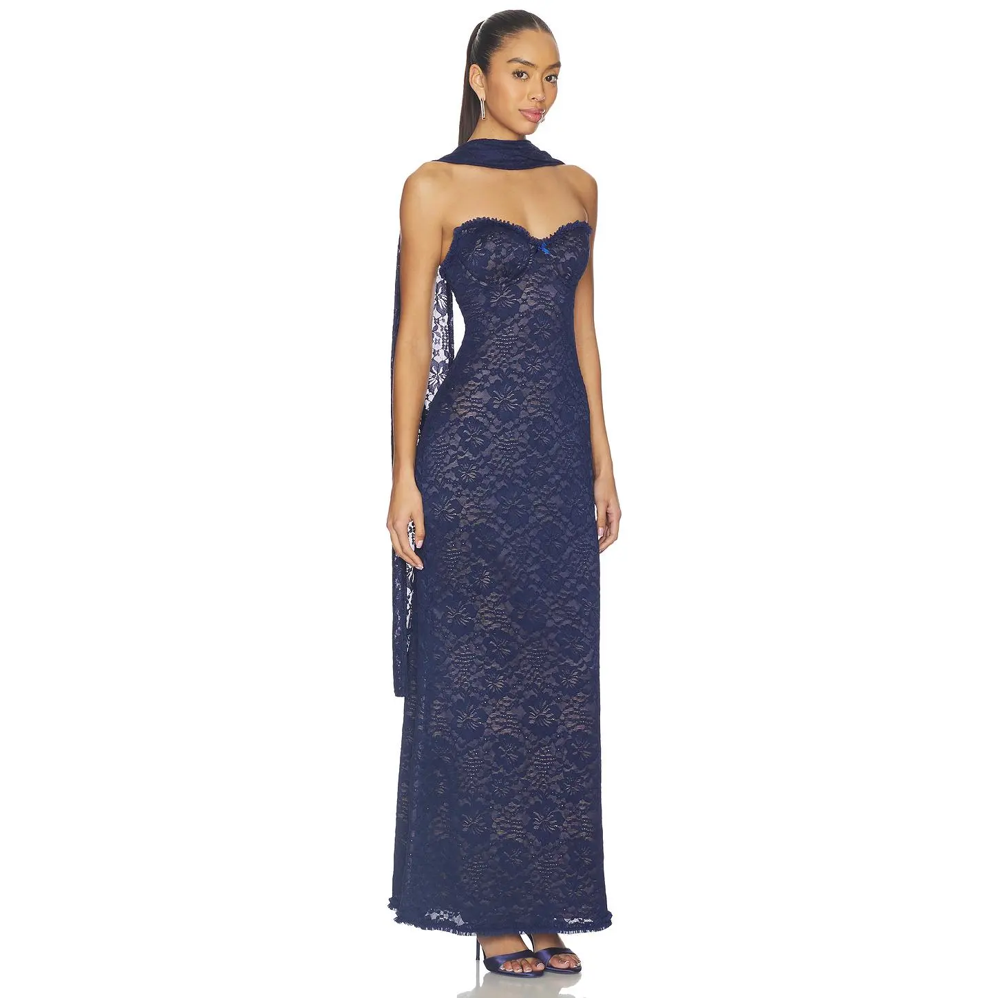 Runaway The Label Amana Strapless Scarf Maxi Dress in Navy - TikTok Shop